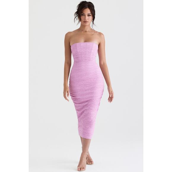 House of CB Tana Pink Strapless Corset Midi Dress Size XS Extra Small - Picture 2 of 10